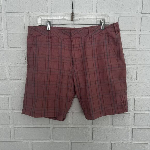 Express Shorts Photographer 34 Mens Pink Blue Plaid Preppy - Picture 1 of 10
